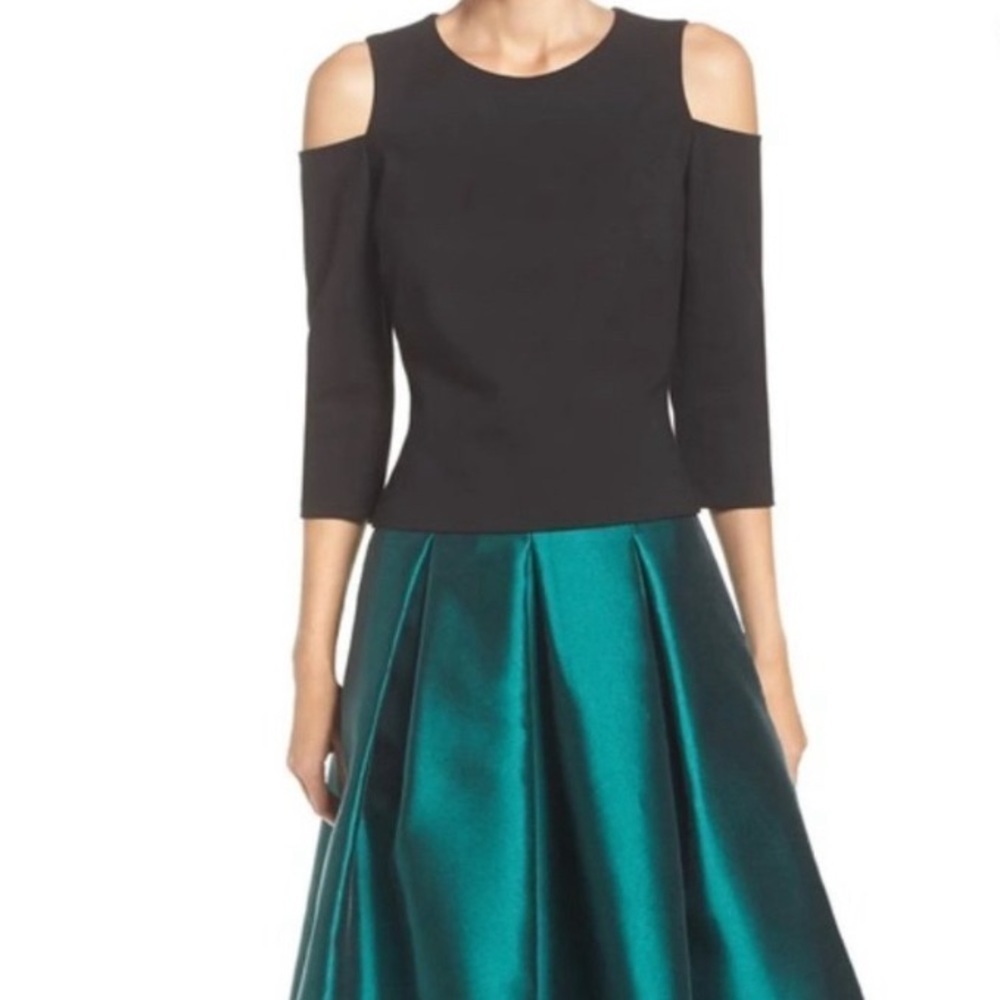ELIZA J Cold Shoulder Black Top